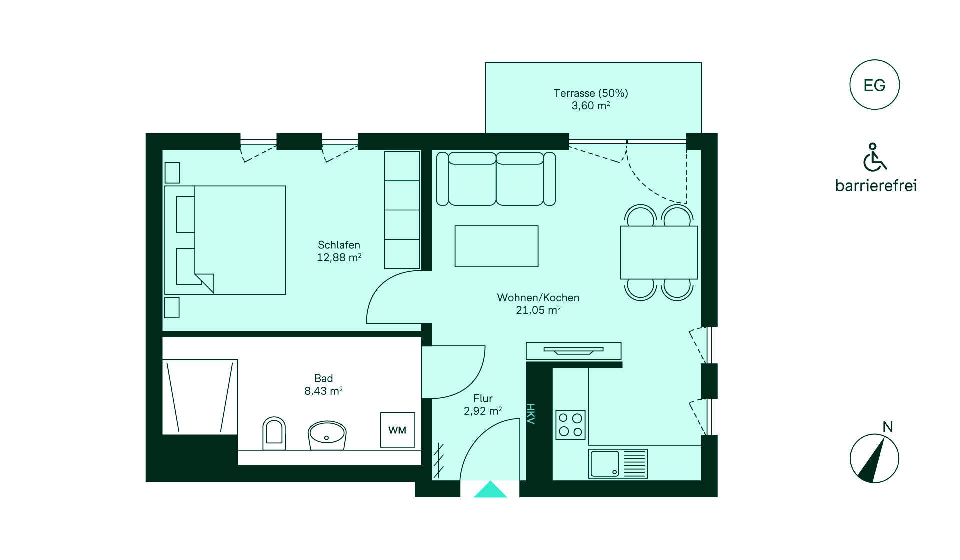 Grundriss der Eigentumswohnung im Neubauprojekt Ruetscherhof