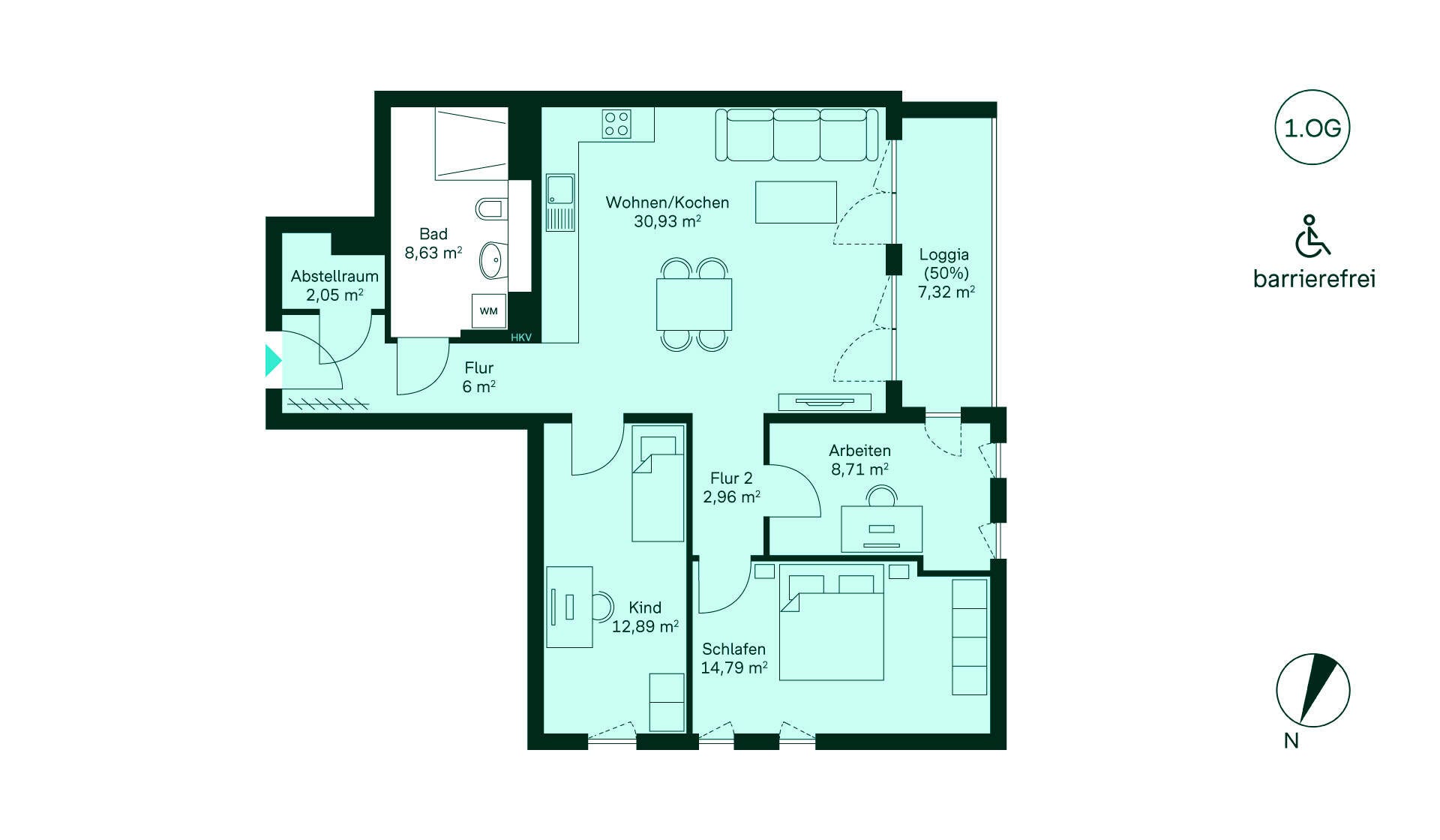 Grundriss der Eigentumswohnung im Neubauprojekt Ruetscherhof