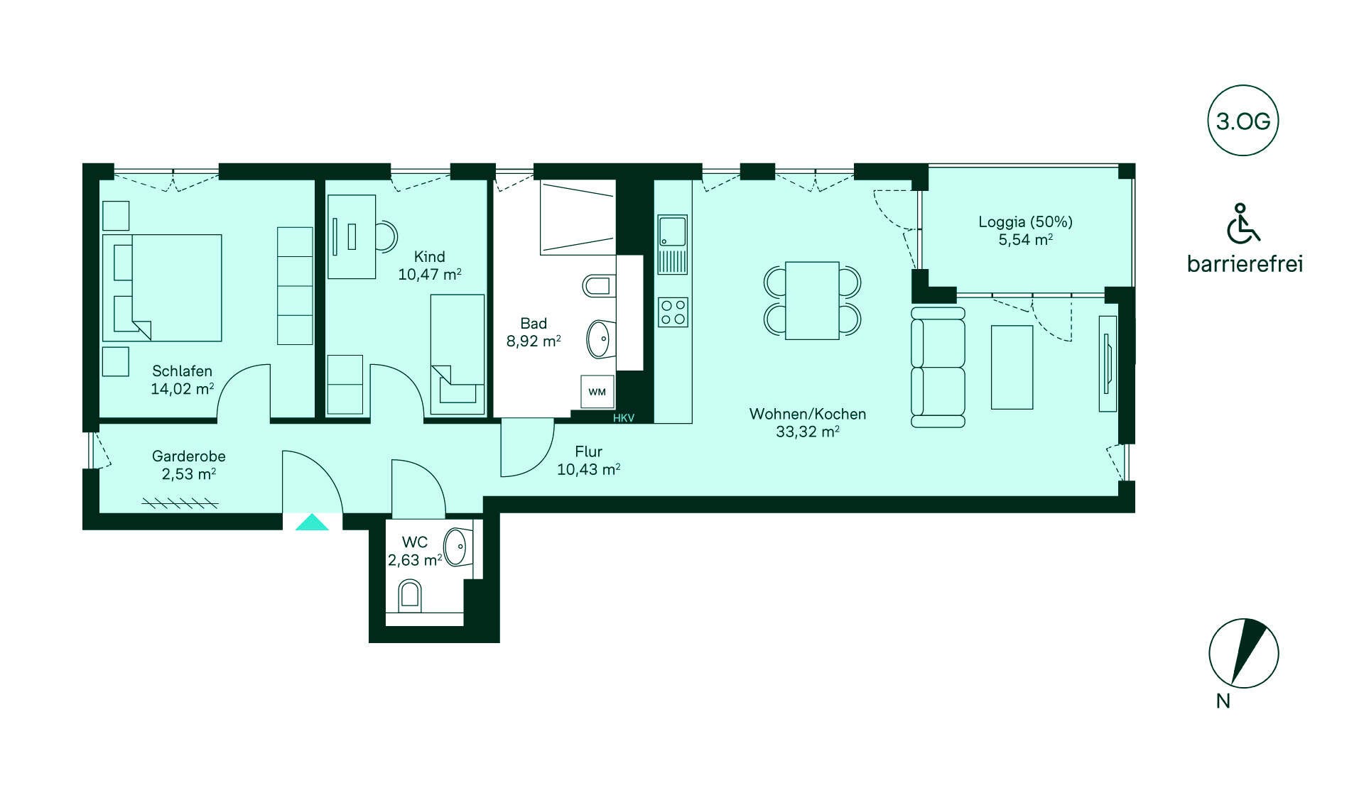 Grundriss der Eigentumswohnung im Neubauprojekt Ruetscherhof