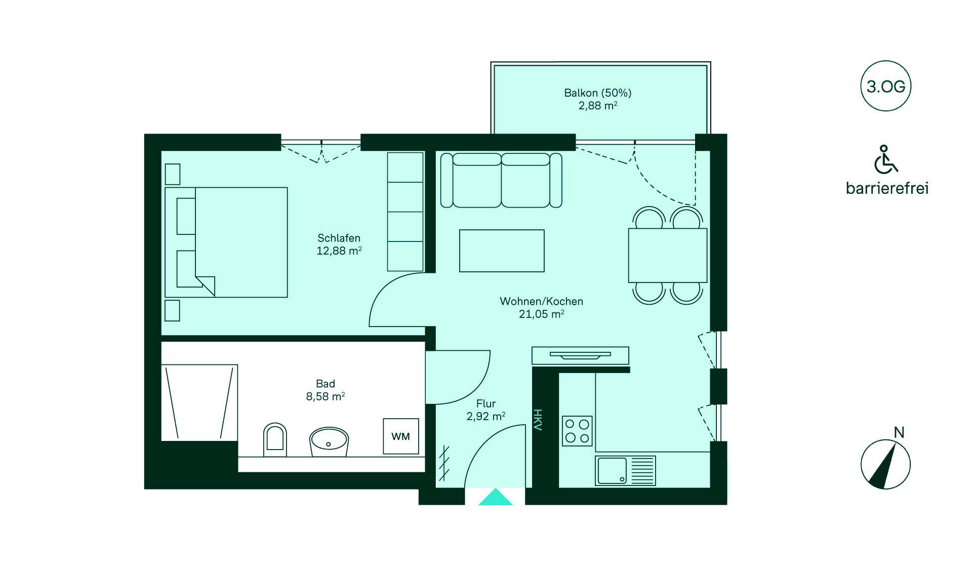 Grundriss der Eigentumswohnung im Neubauprojekt Ruetscherhof