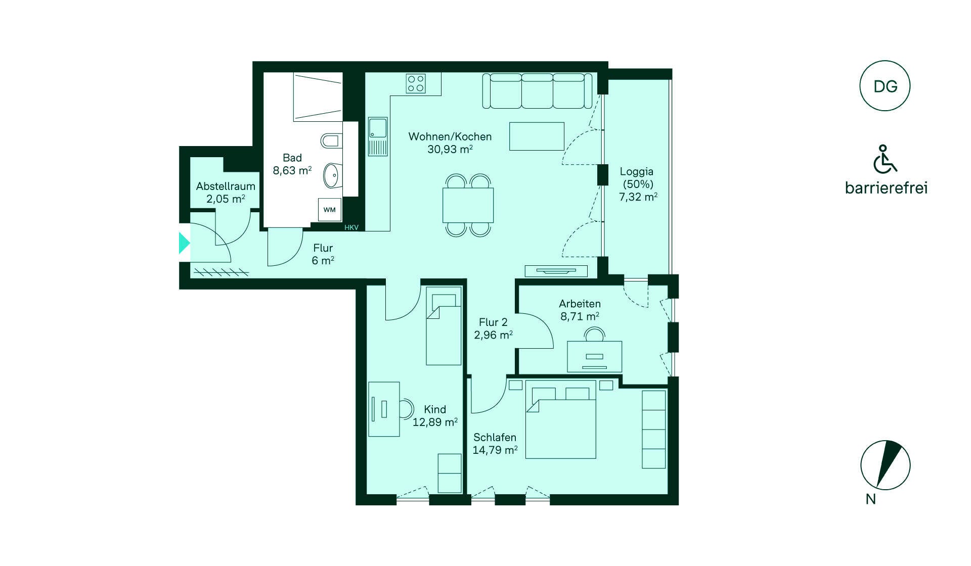 Grundriss der Eigentumswohnung im Neubauprojekt Ruetscherhof