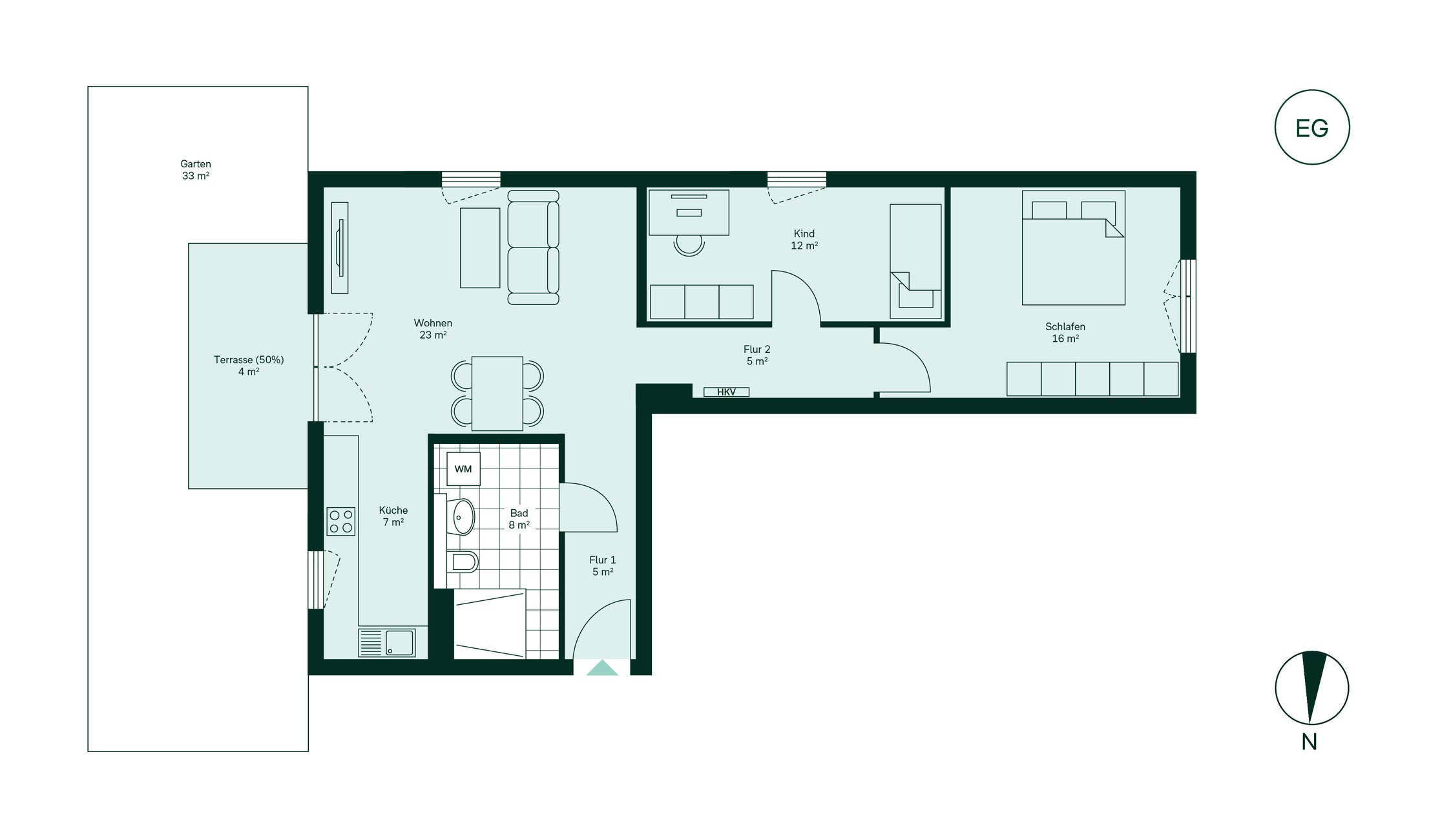 Komfortabler Grundriss Grundriss der Eigentumswohnung im Neubauprojekt Paulshoefe Haus 5