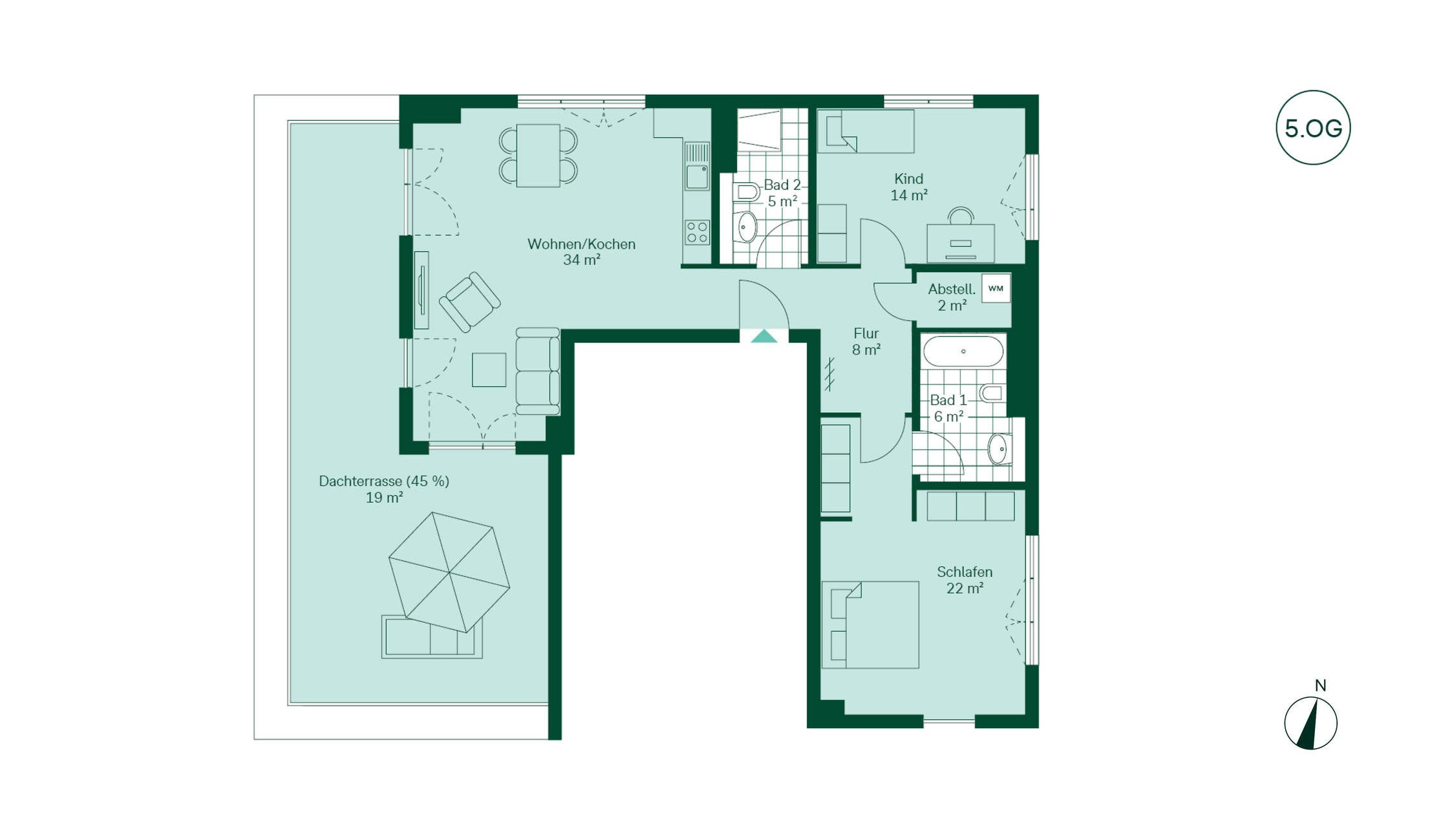 Grundriss der Eigentumswohnung 061 im Neubauprojekt Wedeler Tor