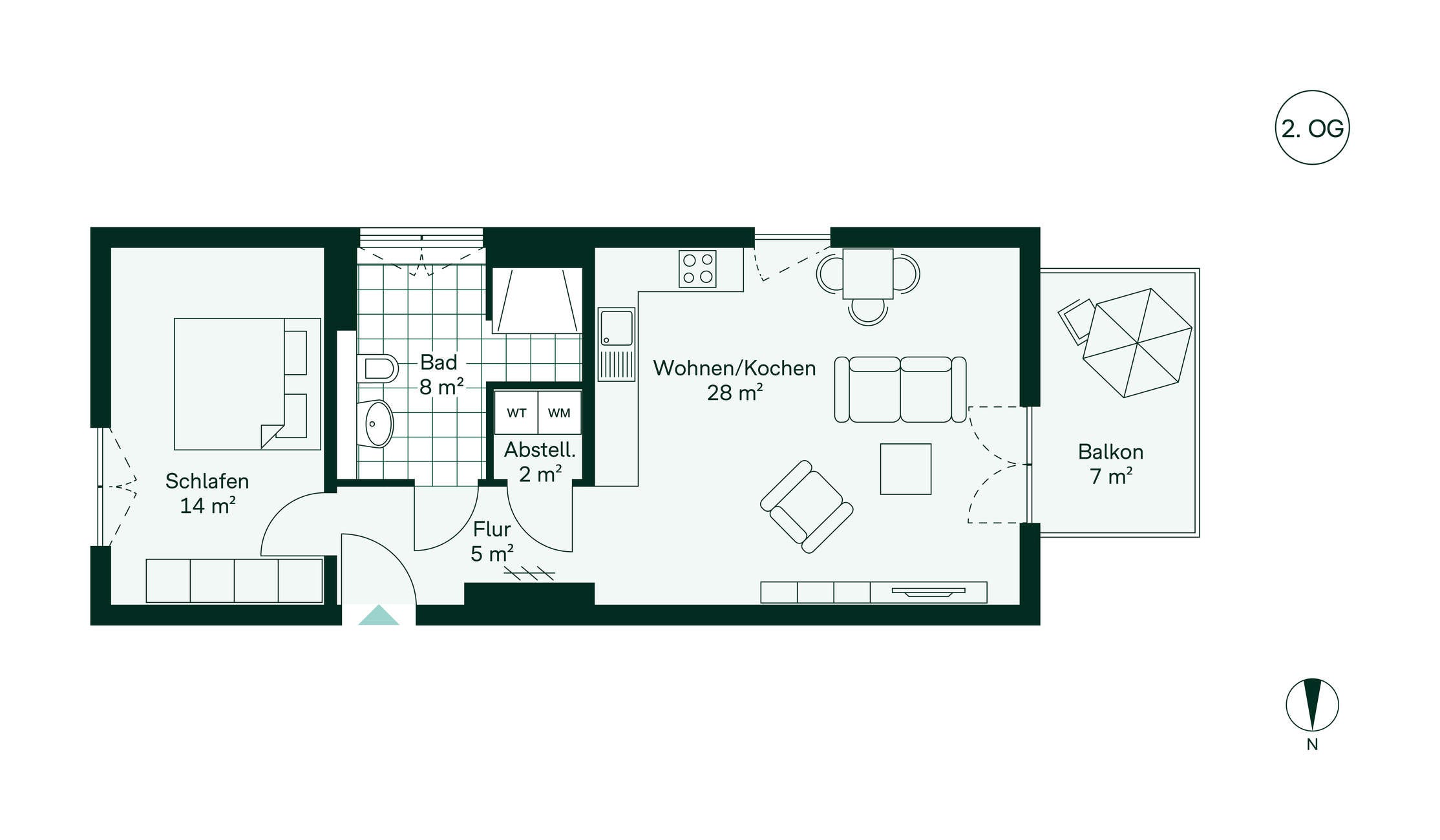 Grundriss der Eigentumswohnung im Neubauprojekt Winzerhoehe 2