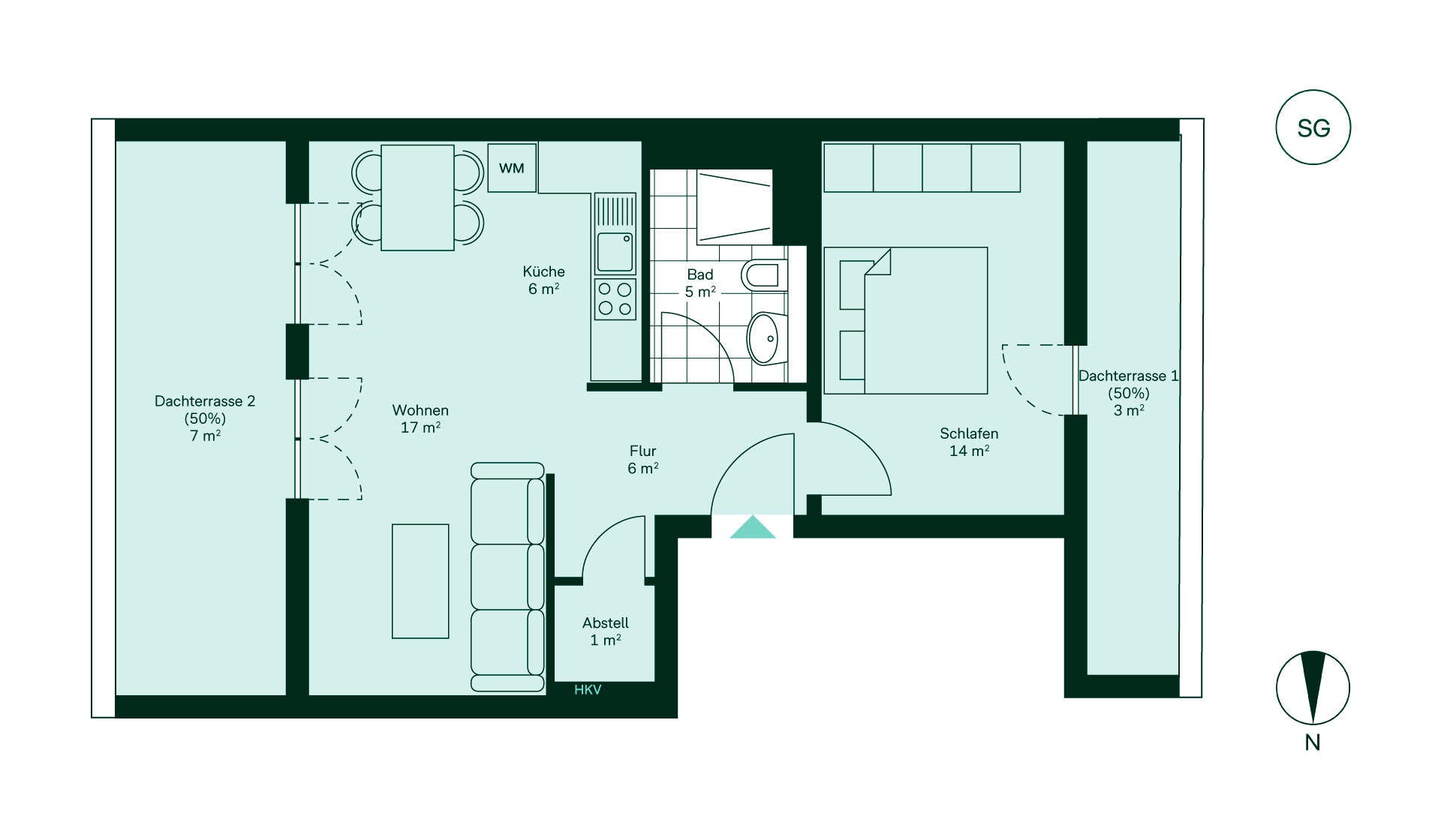Grundriss der Eigentumswohnung im Neubauprojekt Lichtenrader Bogen