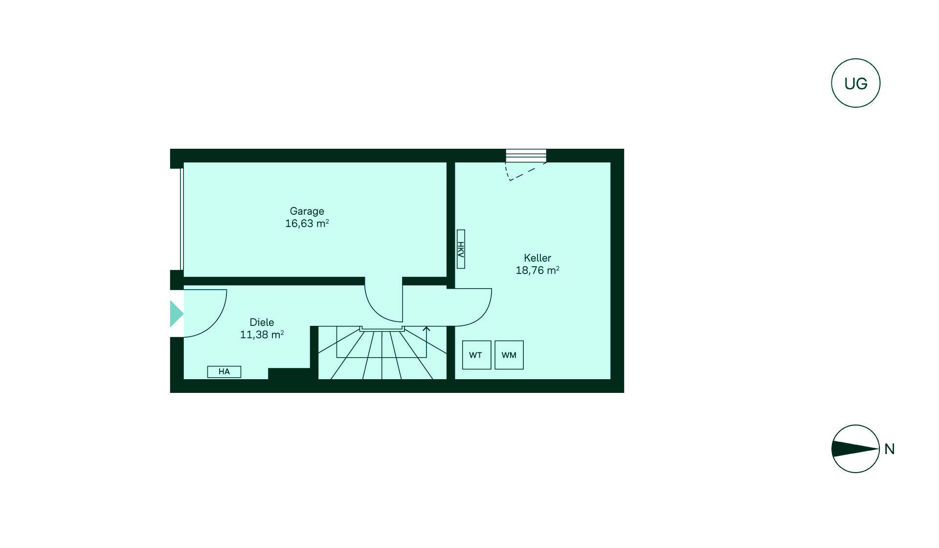 Grundriss des Untergeschosses im Doppelhaus im Neubauprojekt Winzerhoehe 1 - Haeuser