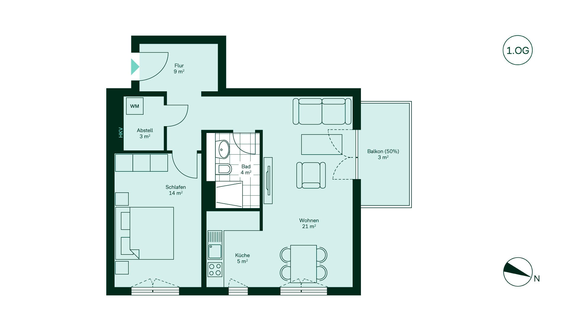 Grundriss der Eigentumswohnung im Neubauprojekt Finkengarten