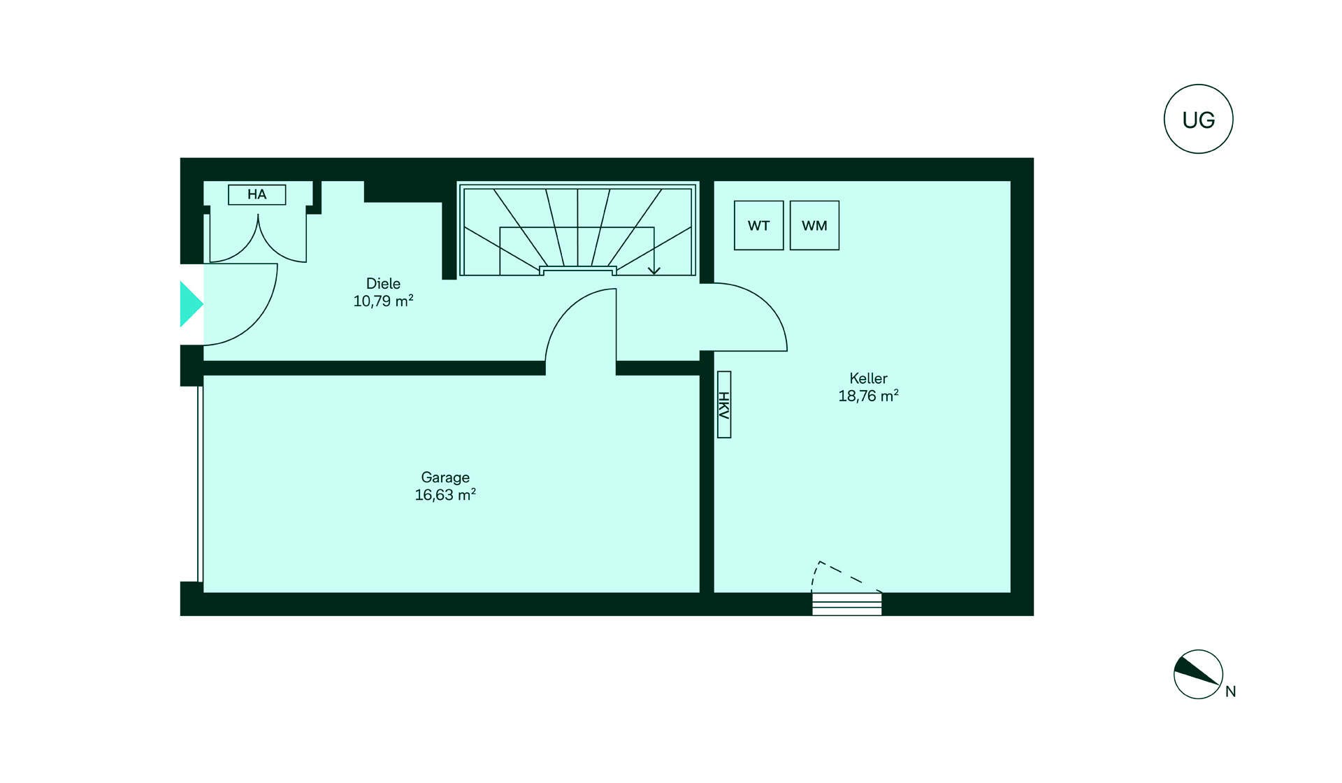 Grundriss des Untergeschosses im Doppelhaus im Neubauprojekt Winzerhoehe 1 - Haeuser