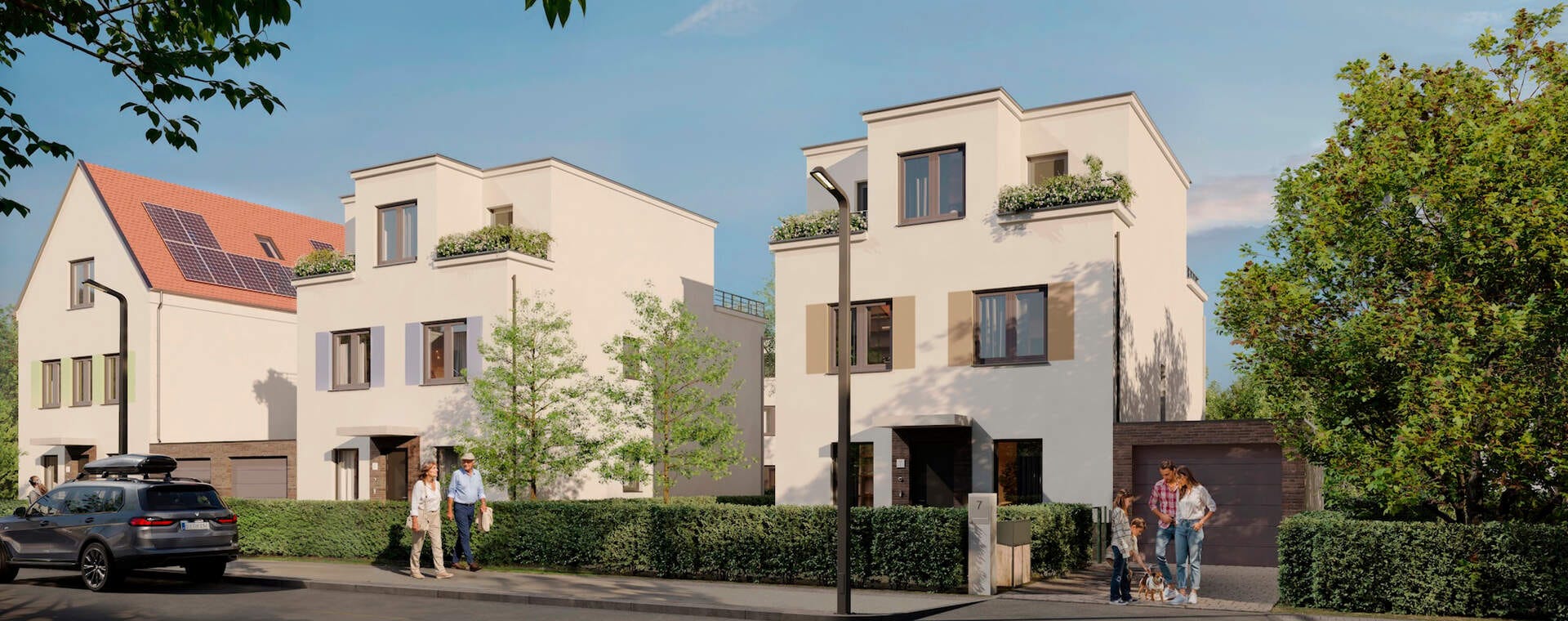Grüne Parkanlage mit großen Bäumen in Karlshorst