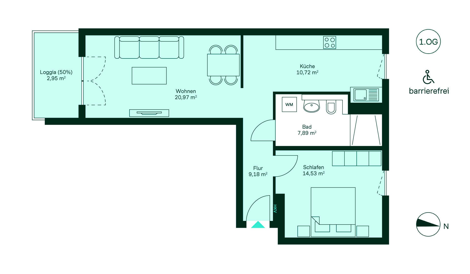 Grundriss der Eigentumswohnung WE164.