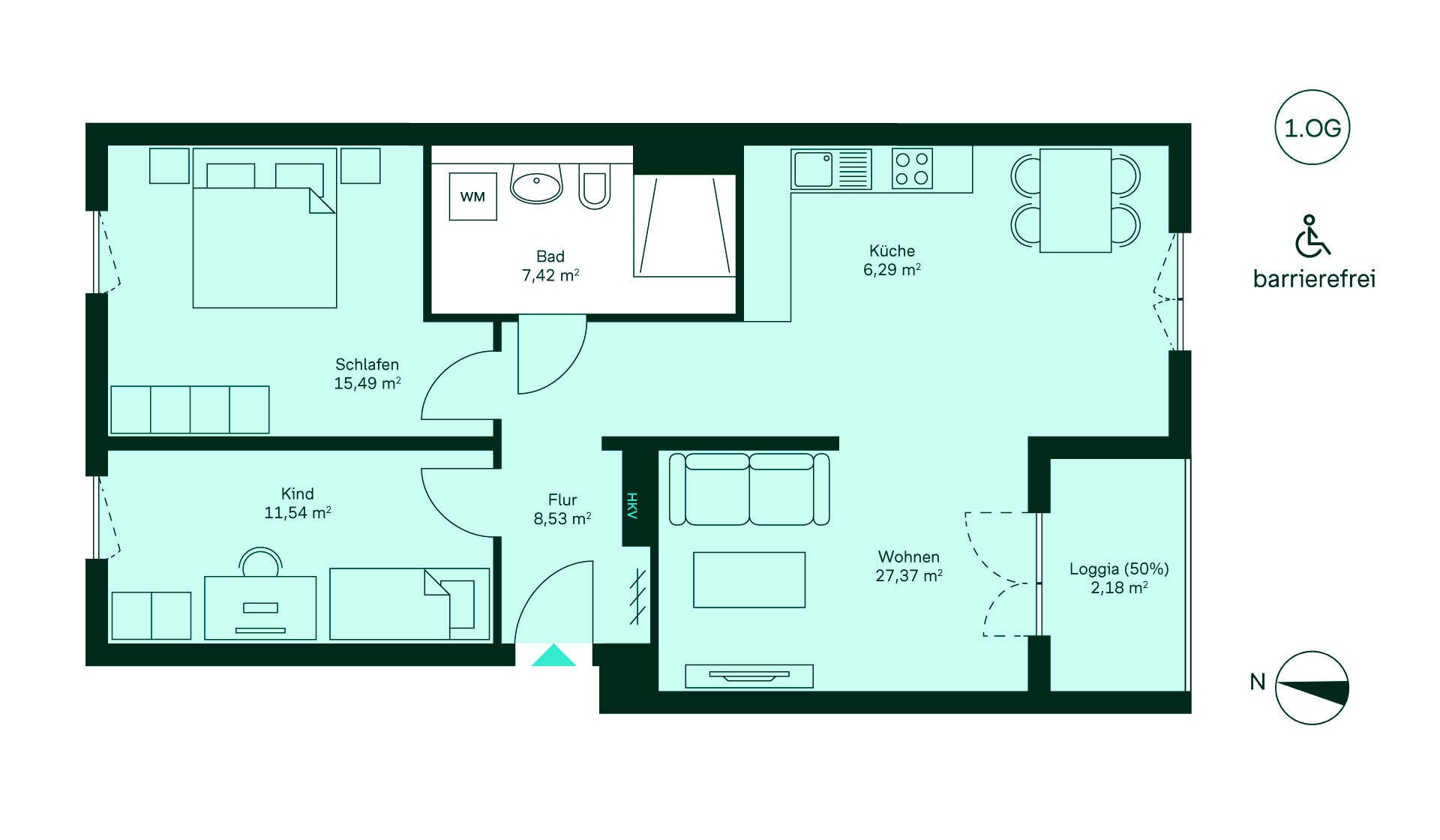 Grundriss der Eigentumswohnung WE166.