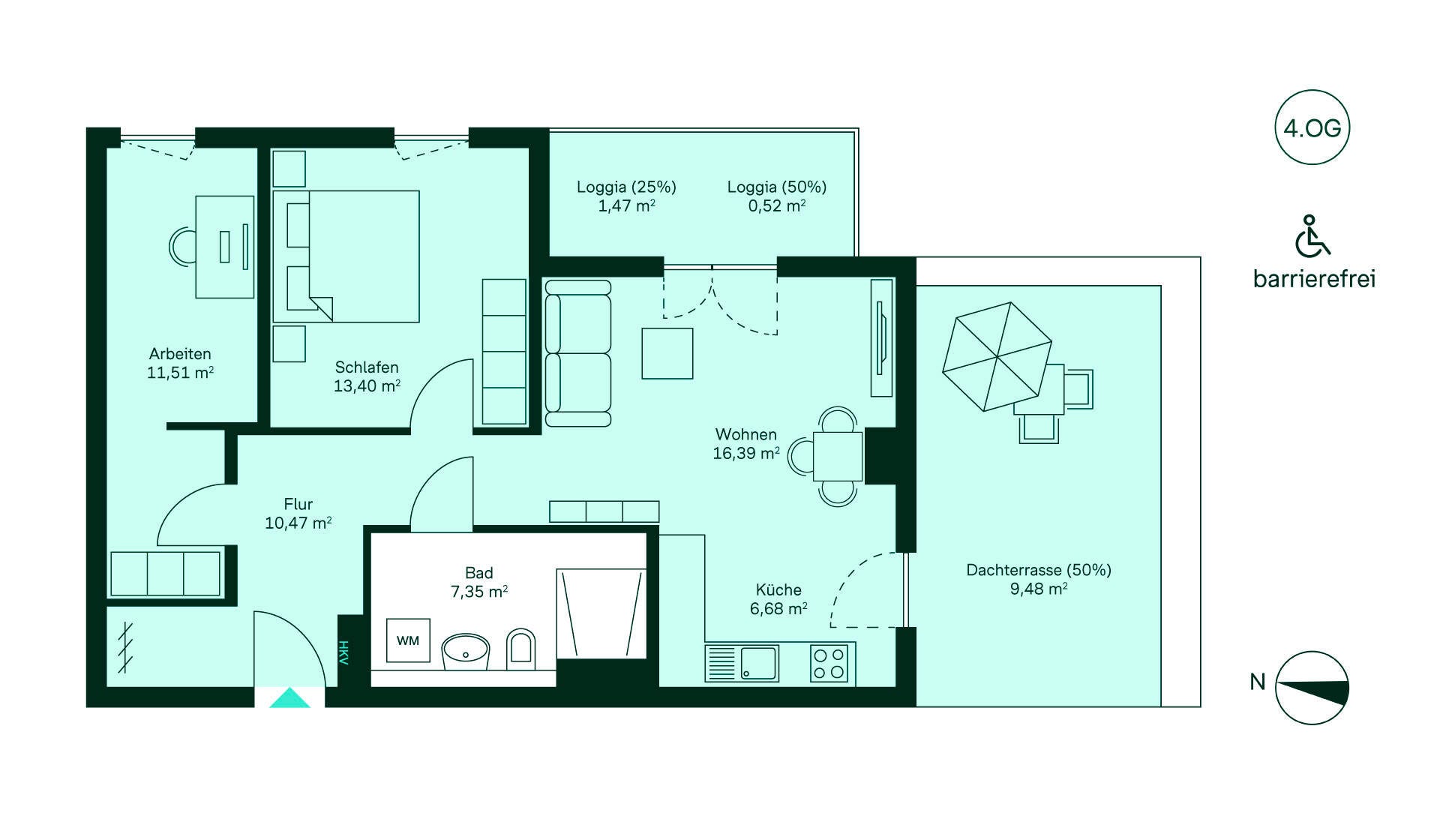 Grundriss der Eigentumswohnung WE190.