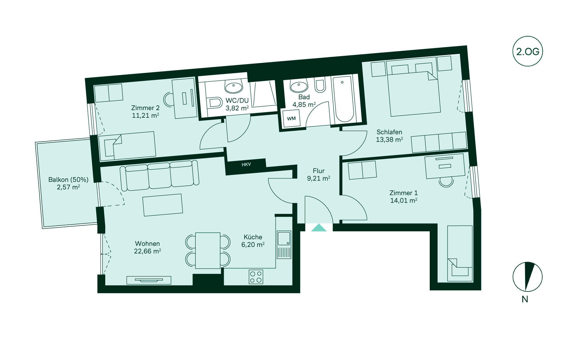 Entdecken Sie diese gemütliche Wohnung: Flur, Küche, Wohnzimmer, 2 Zimmer, Bad, WC, Balkon. Ideal für Ihr neues Zuhause!