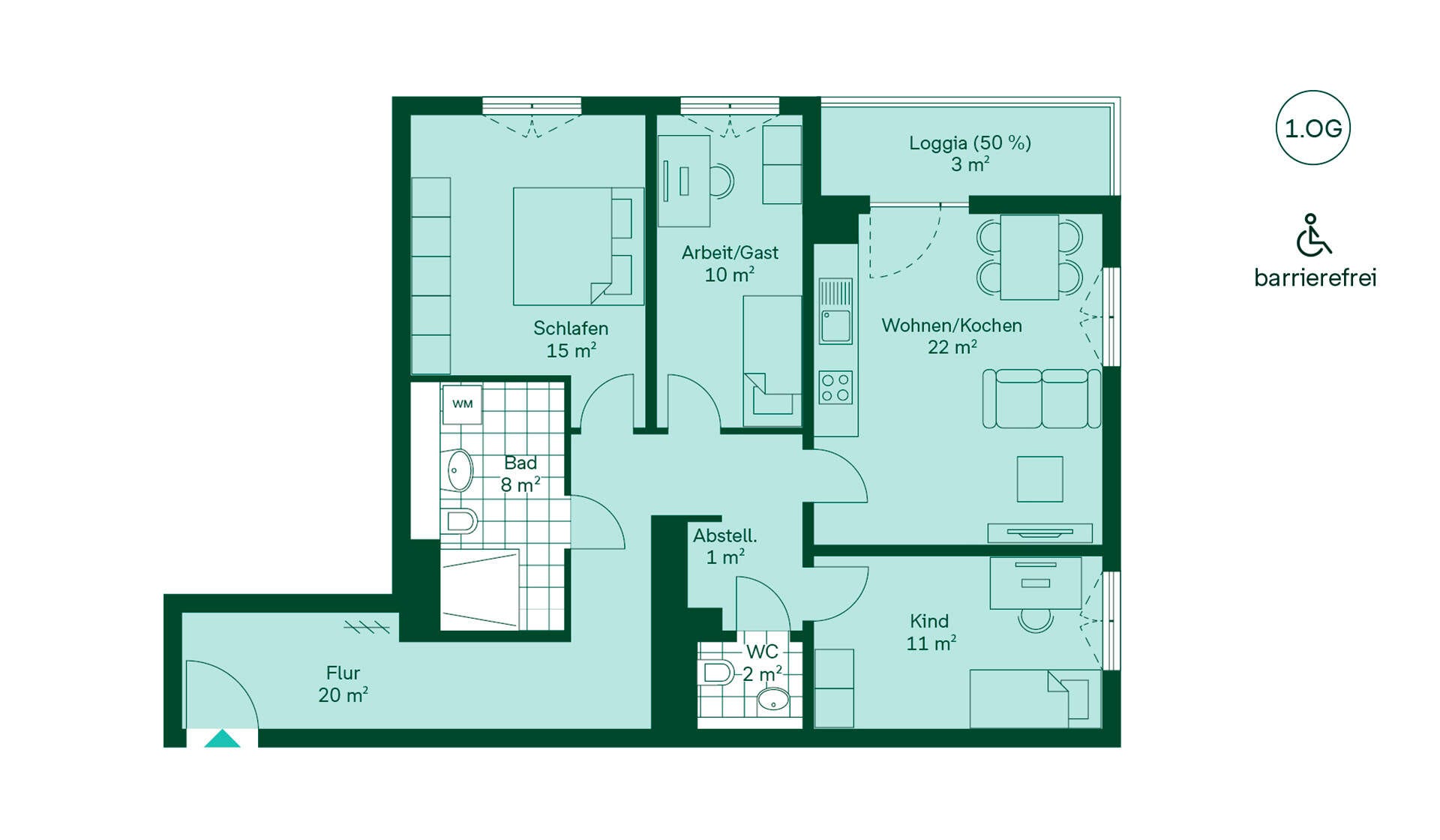 barrierefreier Grundriss Wohnung 196