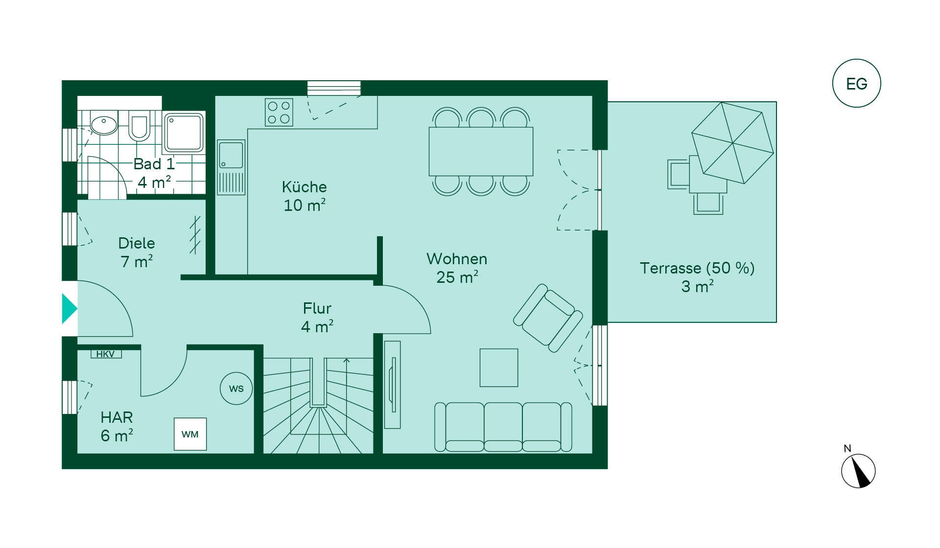 Grundriss Erdgeschoss Doppelhaus 282 Wohnen im Ritterschlag