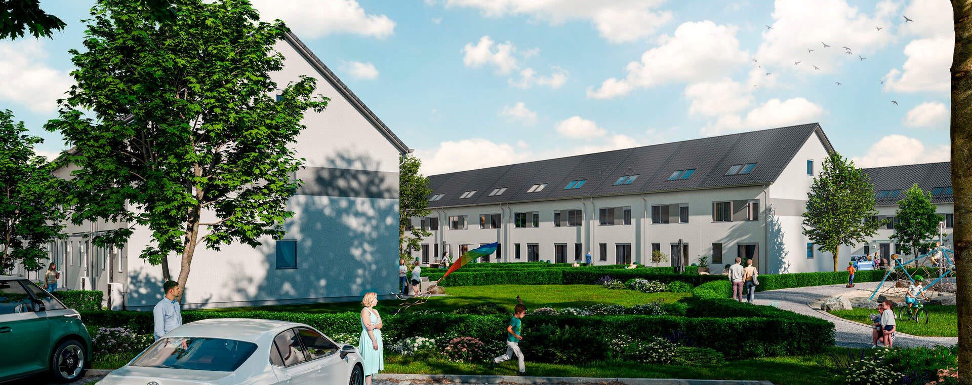 Willkommen in unserem Wohnquartier Parkstadt Portitz Moderne Wohnanlage mit grünem Innenhof, Spielplatz und freundlicher Nachbarschaft. Ideal für Familien.