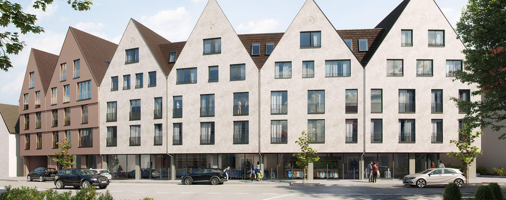 Visualisierung des Mehrfamilienhauses vom Neubauprojekt Wilhelmsquartier in Metzingen