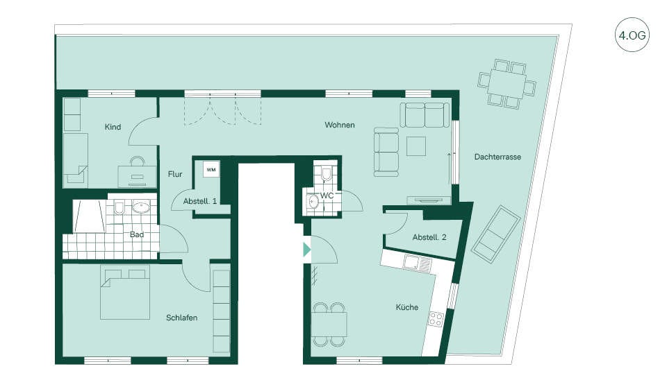 Grundriss der Eigentumswohnung 026 im Neubauprojekt Im Mühlenviertel